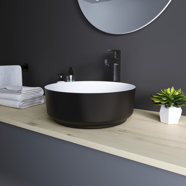 Раковина накладная (36х36) Grossman Color GR-4040BW, черный